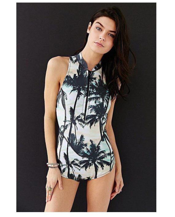 Hawaiian Printed High-Neck Monokini 